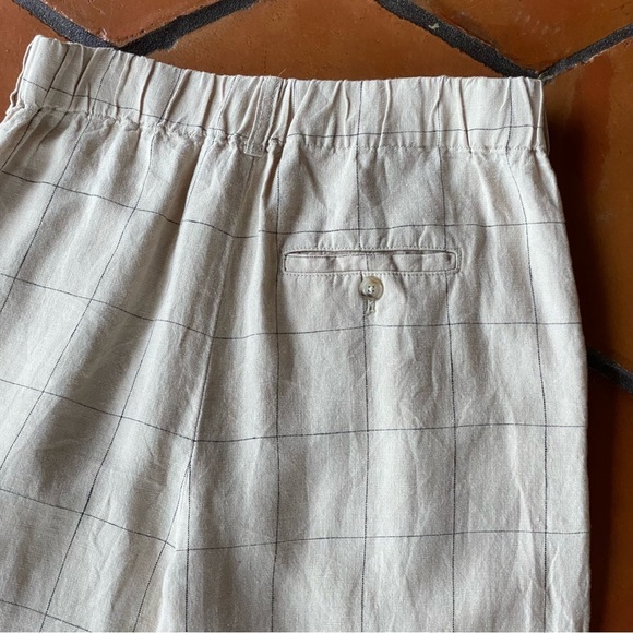 Madewell Linen Pleated Taper Wide-Leg Pants Windowpane Lagenlook Quiet Luxury 2 - Picture 7 of 10